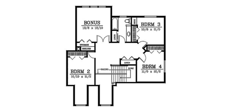 Floor Plan Second Story of Cape Cod Plan #119-1219