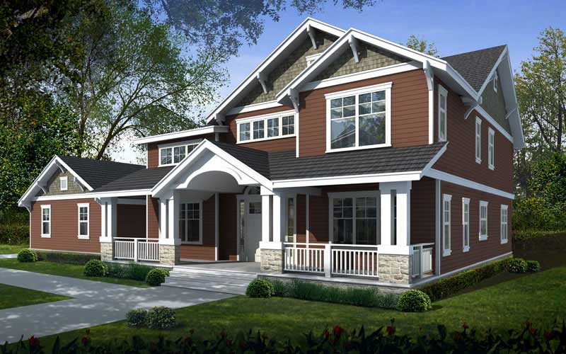 Front elevation of Farmhouse home (ThePlanCollection: House Plan #119-1221)