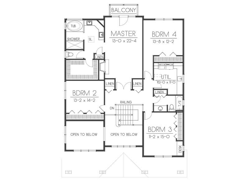 Floor Plan Second Story of Ranch Plan #119-1221