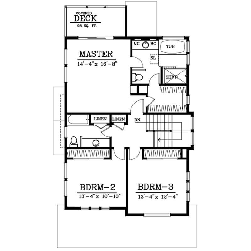 Floor Plan Second Story of Country Plan #119-1222