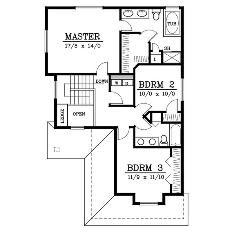 Floor Plan Second Story of Craftsman Plan #119-1223