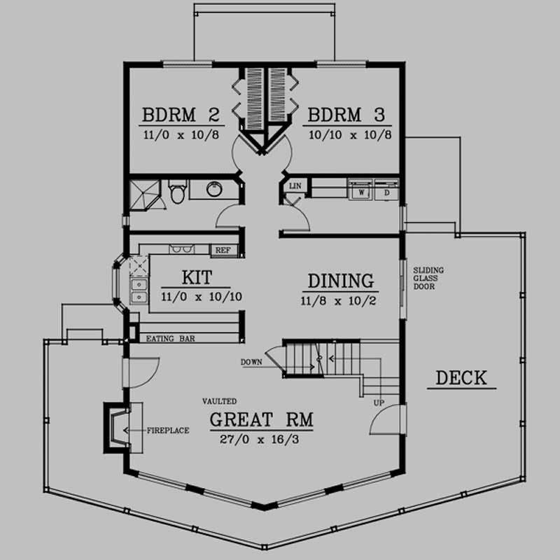 Floor Plan First Story of Log Cabin Plan #119-1224