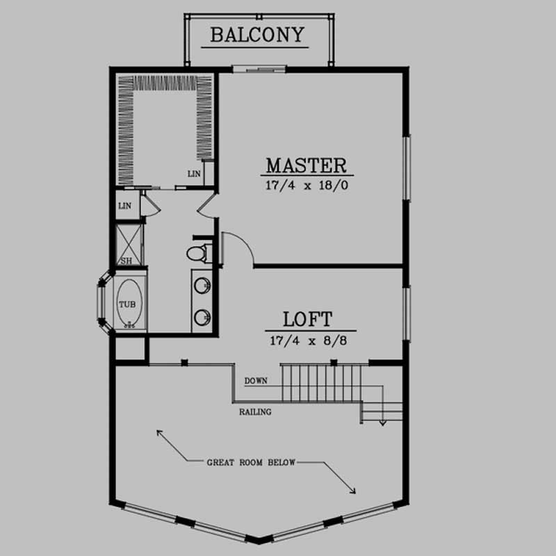 Floor Plan Second Story of Log Cabin Plan #119-1224