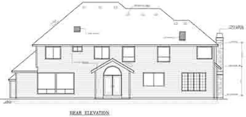 Home Plan Rear Elevation of this 4-Bedroom,3793 Sq Ft Plan -119-1226