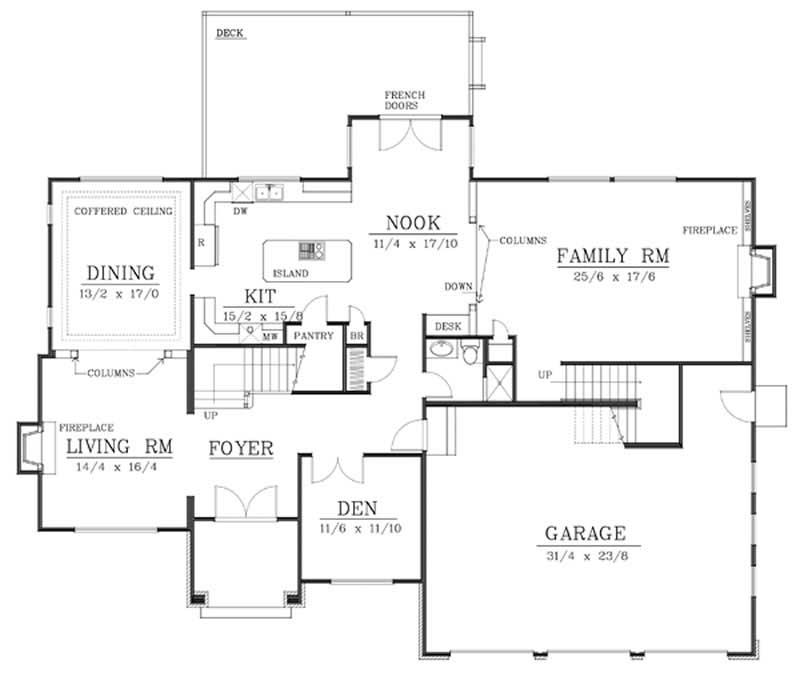 Floor Plan First Story of Craftsman Plan #119-1226