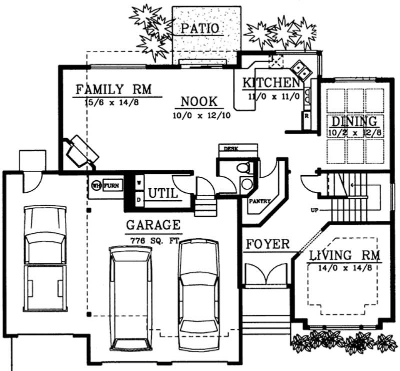 Floor Plan First Story of Craftsman Plan #119-1227