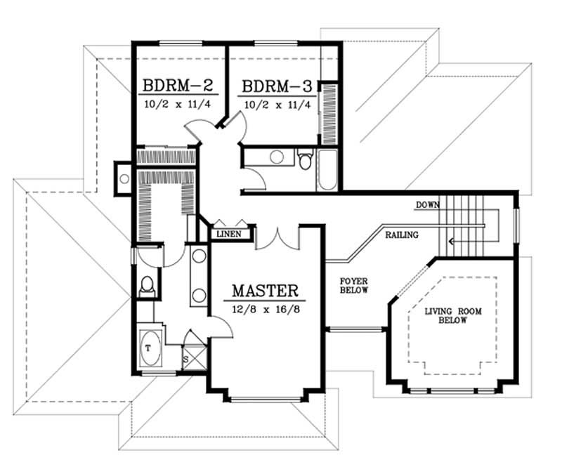Floor Plan Second Story of Craftsman Plan #119-1227