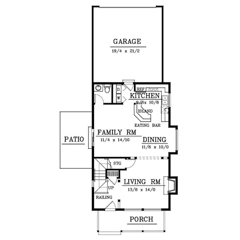 Floor Plan First Story of Country Plan #119-1229
