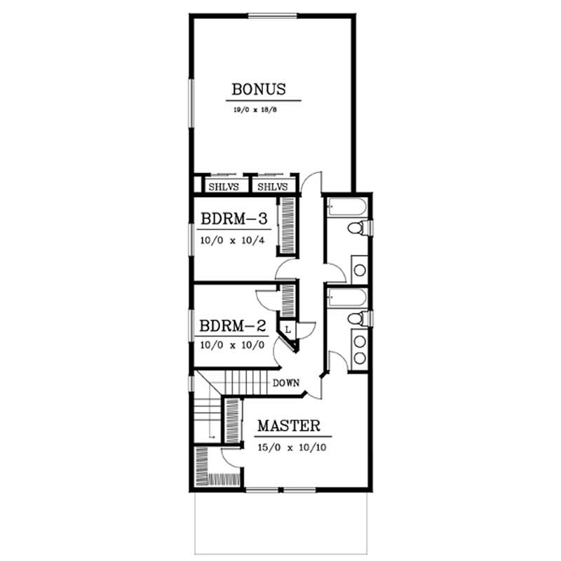 Floor Plan Second Story of Country Plan #119-1229