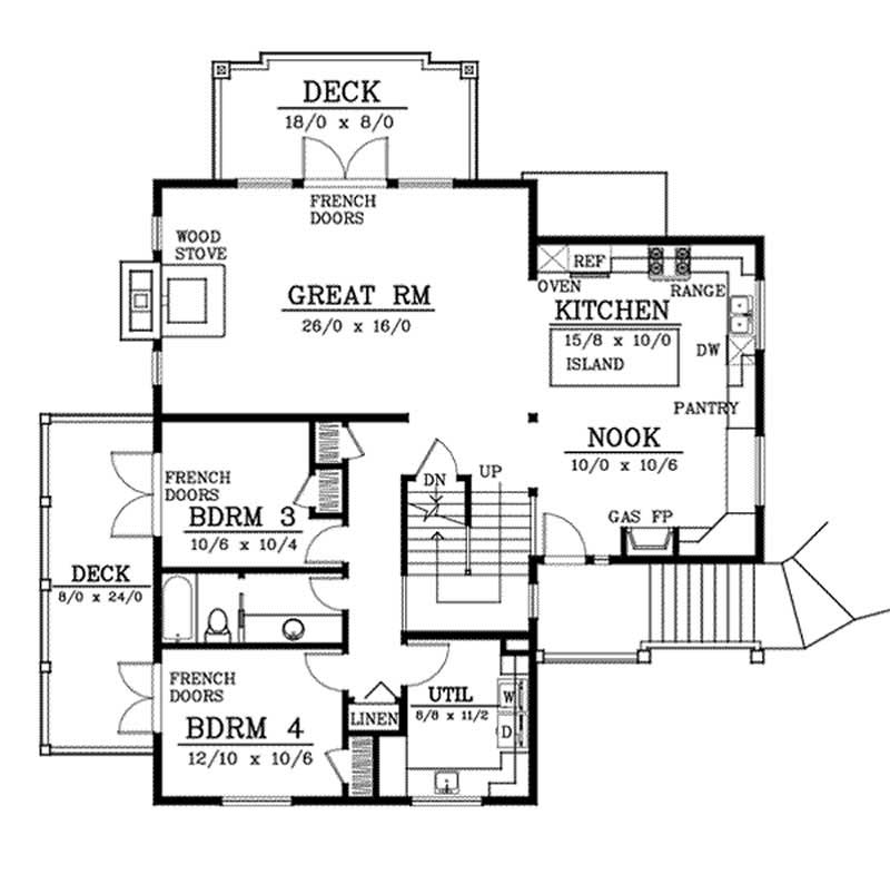 Floor Plan First Story of Ranch Plan #119-1232