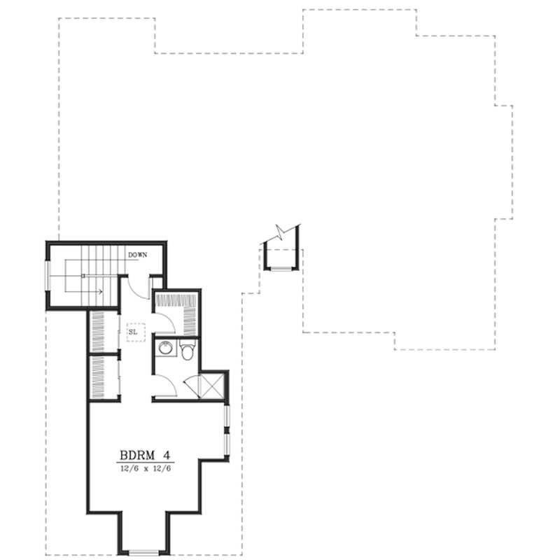Floor Plan Second Story of Ranch Plan #119-1237