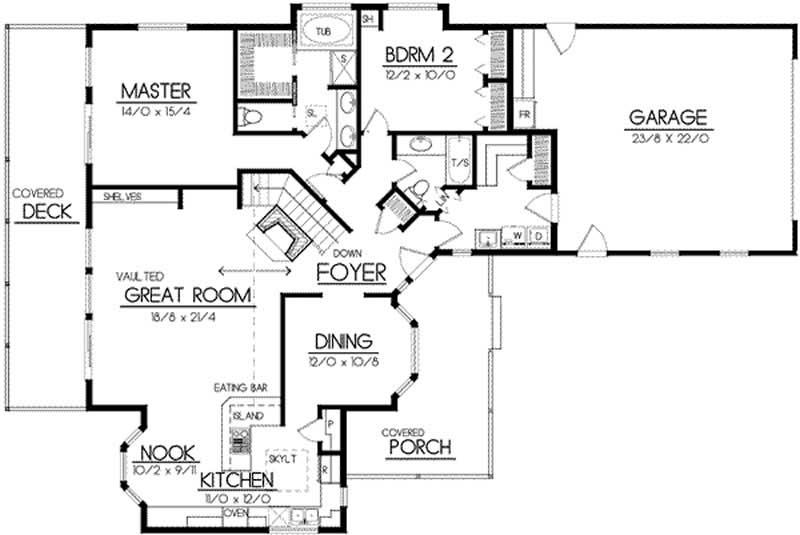 Floor Plan First Story of Ranch Plan #119-1238