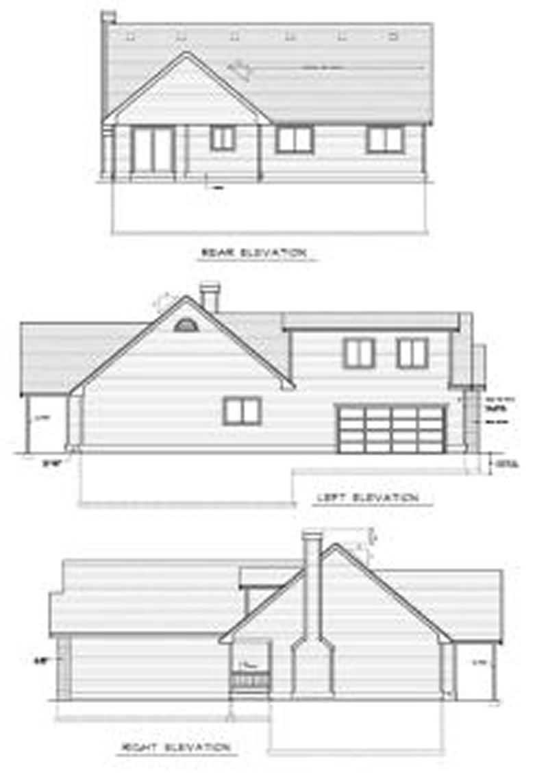 Home Plan Rear Elevation of this 3-Bedroom,1492 Sq Ft Plan -119-1241