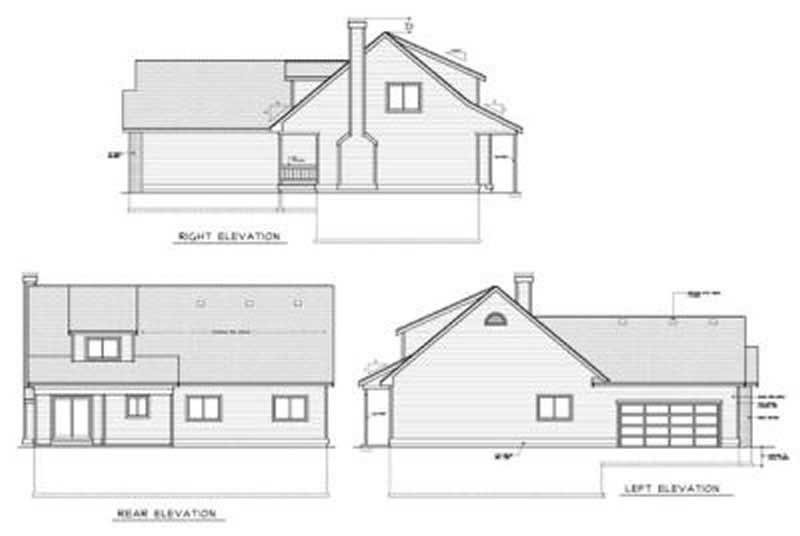 Home Plan Rear Elevation of this 3-Bedroom,1450 Sq Ft Plan -119-1242
