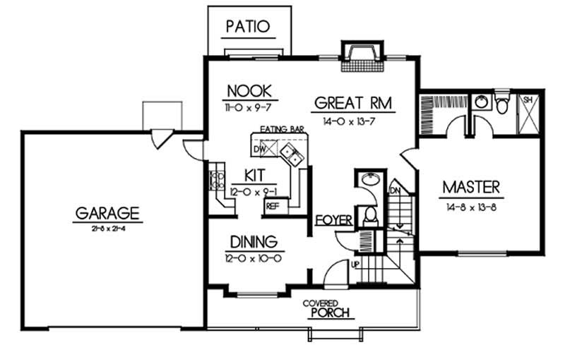 Floor Plan First Story of Country Plan #119-1245