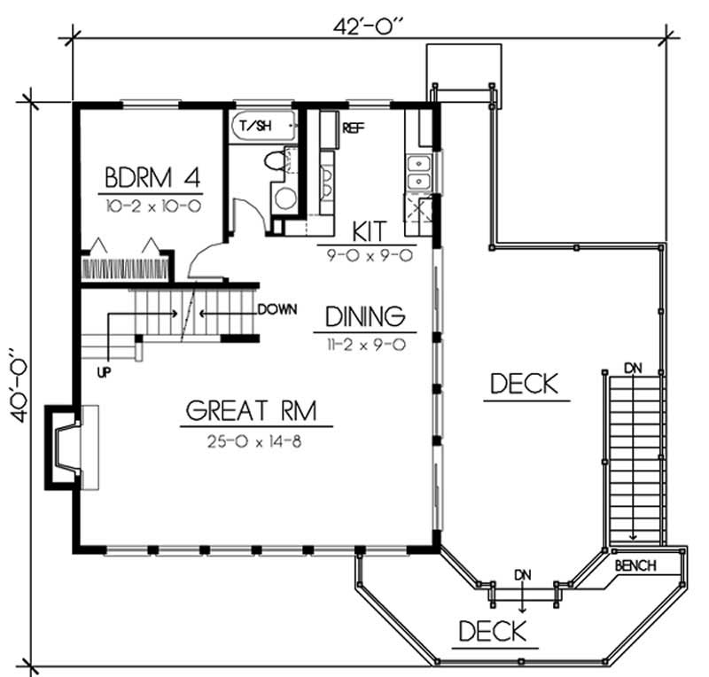Floor Plan First Story of Contemporary Plan #119-1247