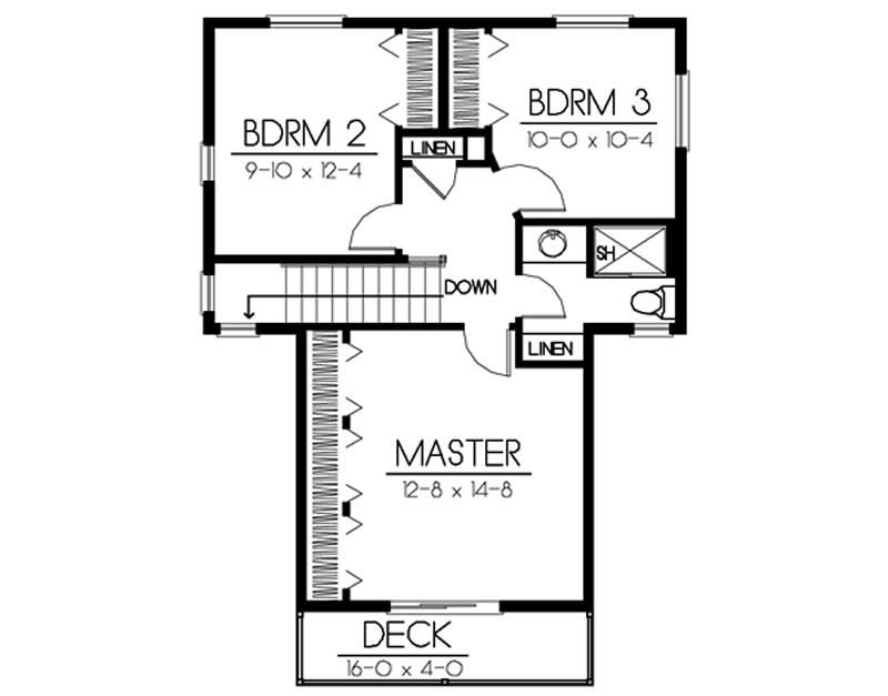Floor Plan Second Story of Contemporary Plan #119-1247