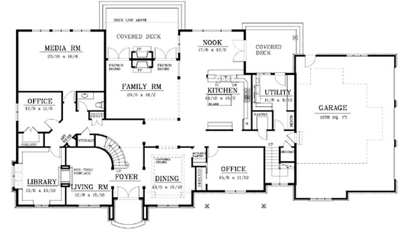 Floor Plan First Story of Colonial Plan #119-1248