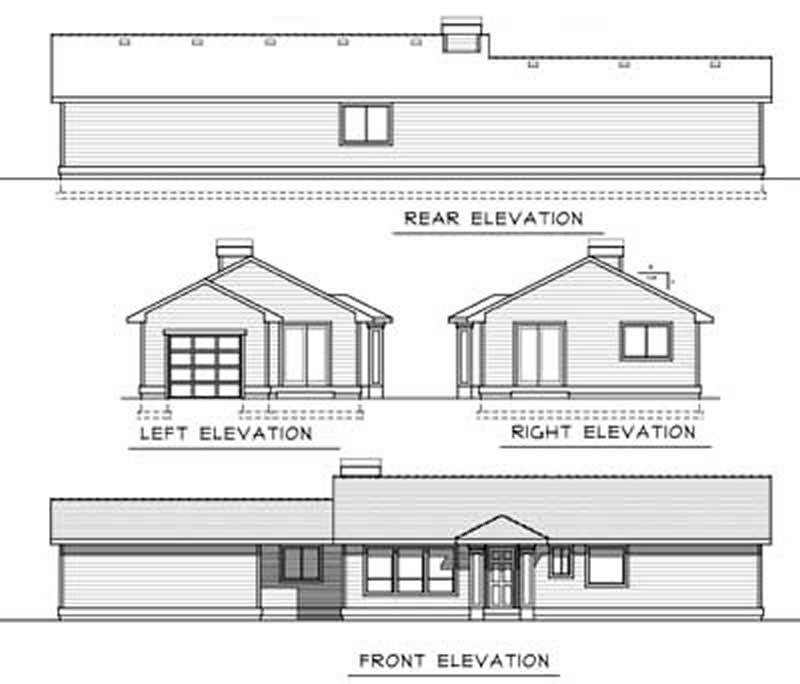 Home Plan Rear Elevation of this 2-Bedroom,1175 Sq Ft Plan -119-1249