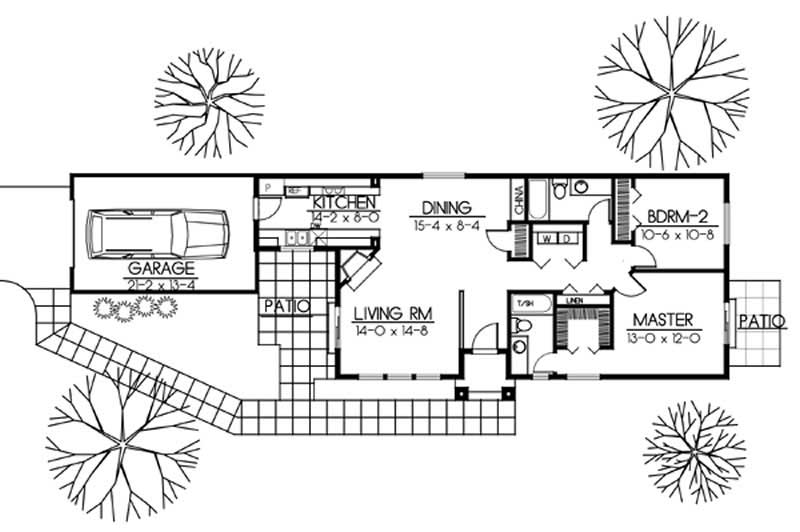 Floor Plan First Story of Ranch Plan #119-1249