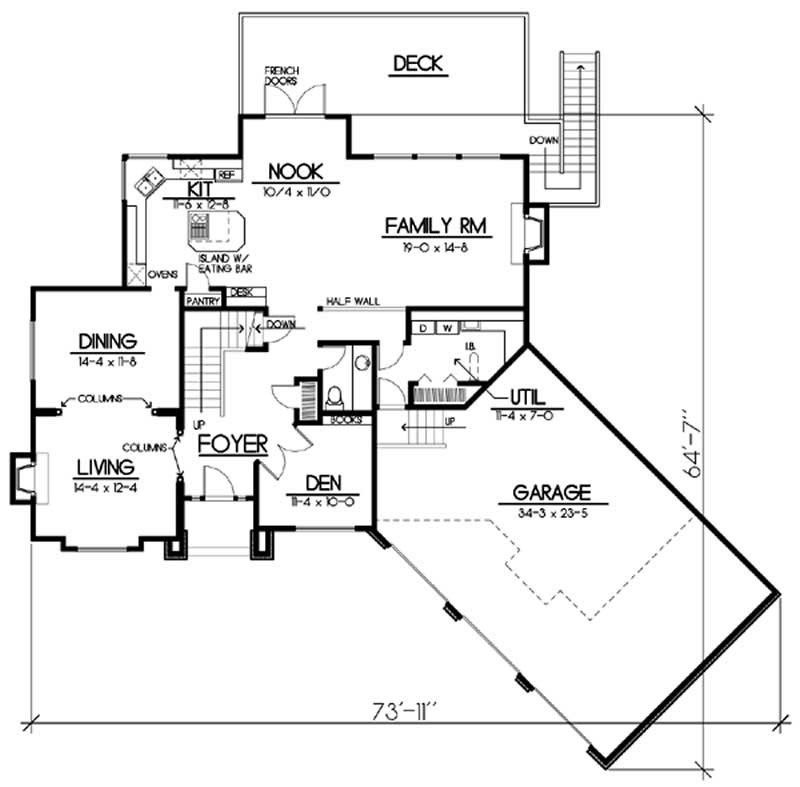 Floor Plan First Story of Mediterranean Plan #119-1250