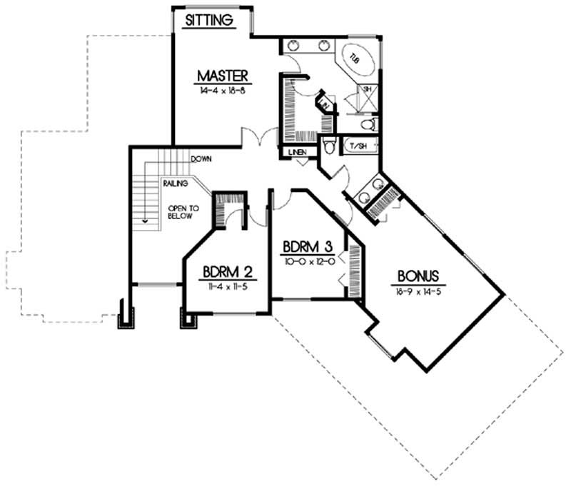 Floor Plan Second Story of Mediterranean Plan #119-1250