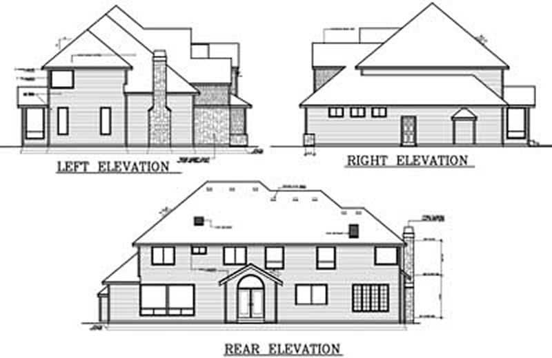 Home Plan Rear Elevation of this 4-Bedroom,3514 Sq Ft Plan -119-1251