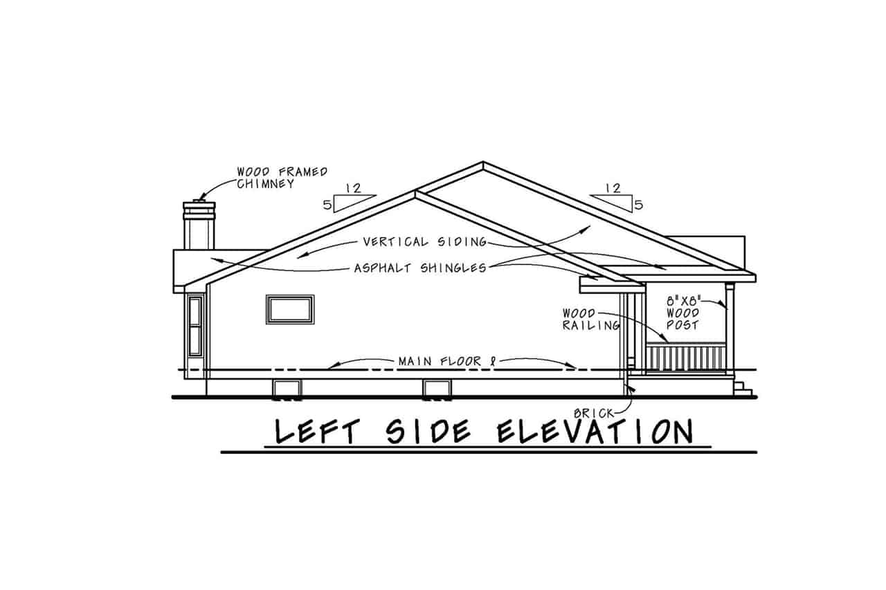 Home Plan Left Elevation of this 3-Bedroom,2042 Sq Ft Plan -120-1041
