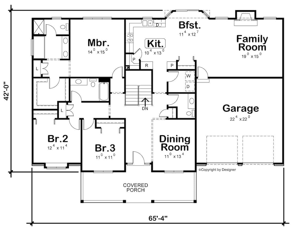 Main Level of Ranch Plan #120-1041