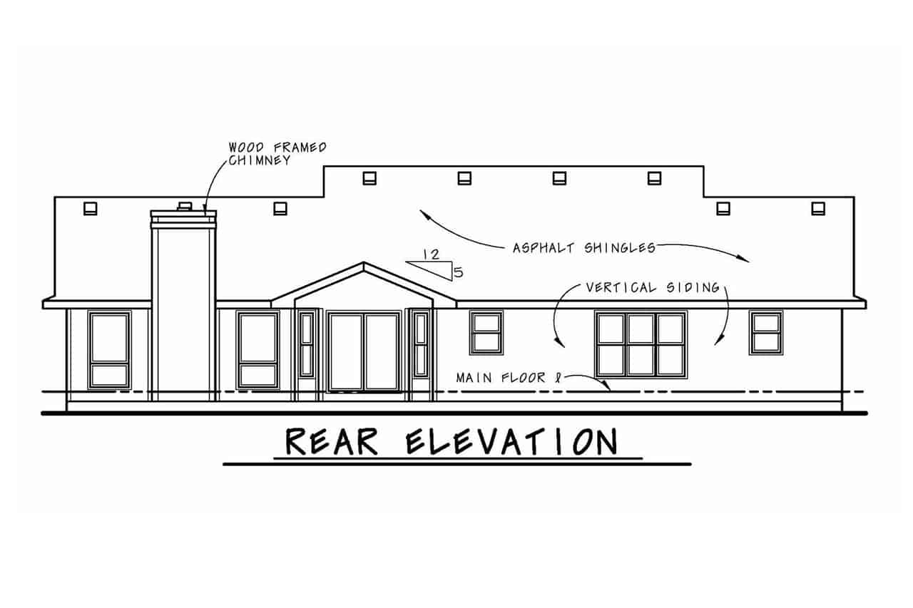 Home Plan Rear Elevation of this 3-Bedroom,2042 Sq Ft Plan -120-1041
