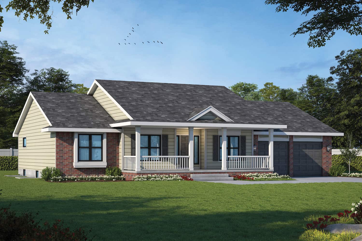 Front View of this 3-Bedroom, 2042 Sq Ft Plan - 120-1041