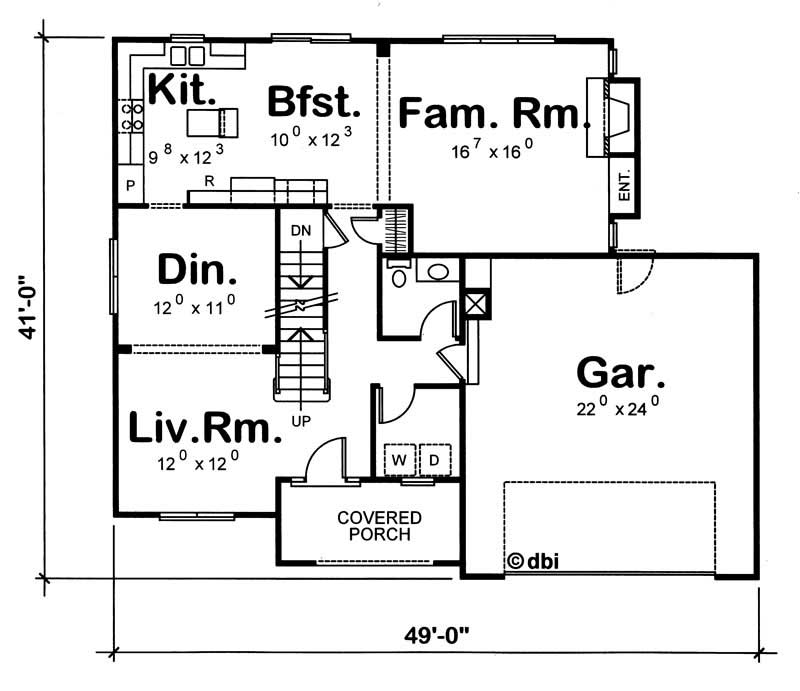 Floor Plan First Story of French Plan #120-1048