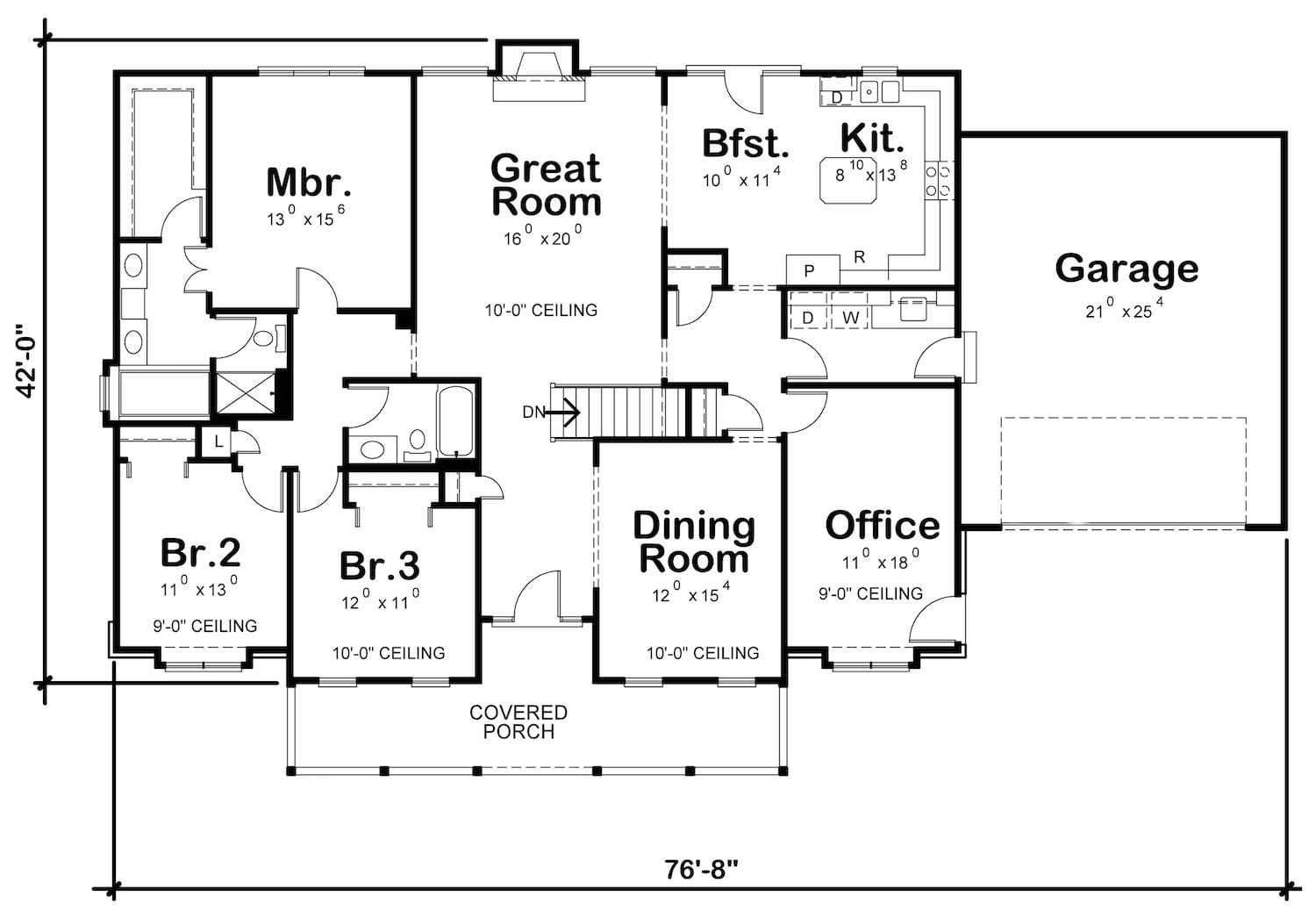 Floor Plan First Story of Country Plan #120-1072