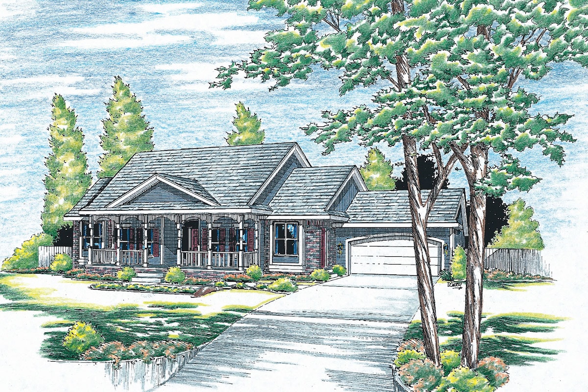 Front View of this 3-Bedroom, 2151 Sq Ft Plan - 120-1072