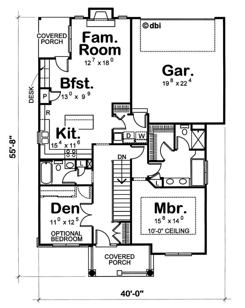 Floor Plan First Story of Small House Plans #120-1079