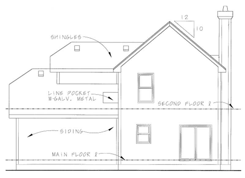 Home Plan Rear Elevation of this 3-Bedroom,1634 Sq Ft Plan -120-1088