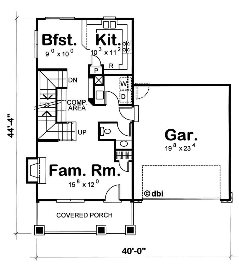 Floor Plan First Story of Country Plan #120-1088