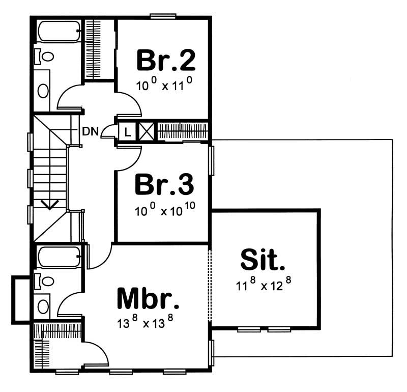 Floor Plan Second Story of Country Plan #120-1088