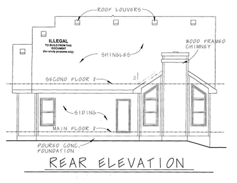 Home Plan Rear Elevation of this 4-Bedroom,2164 Sq Ft Plan -120-1089