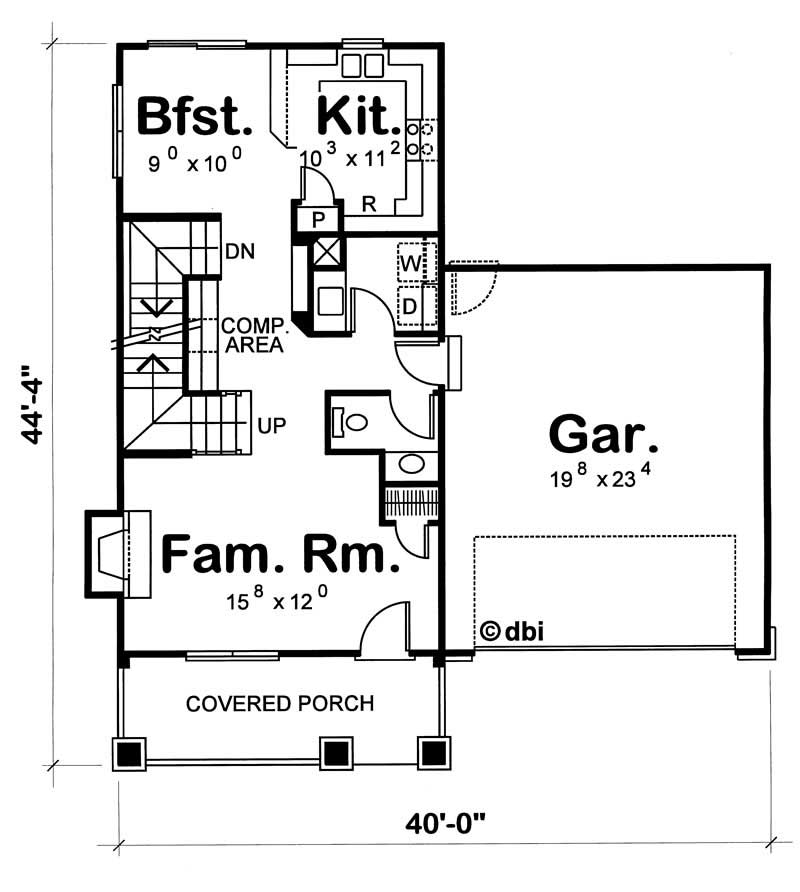 Floor Plan First Story of Country Plan #120-1090