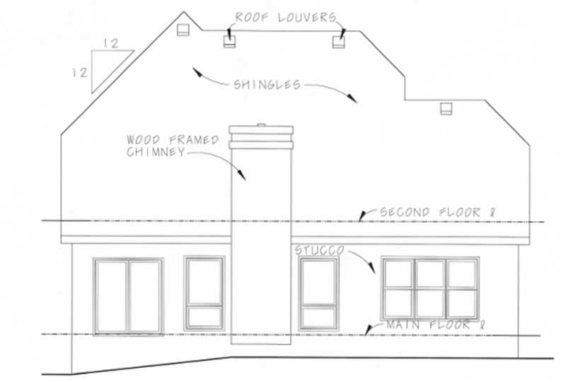 Home Plan Rear Elevation of this 3-Bedroom,1699 Sq Ft Plan -120-1117