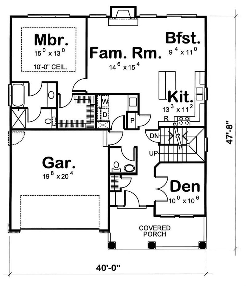 Floor Plan First Story of Colonial Plan #120-1117