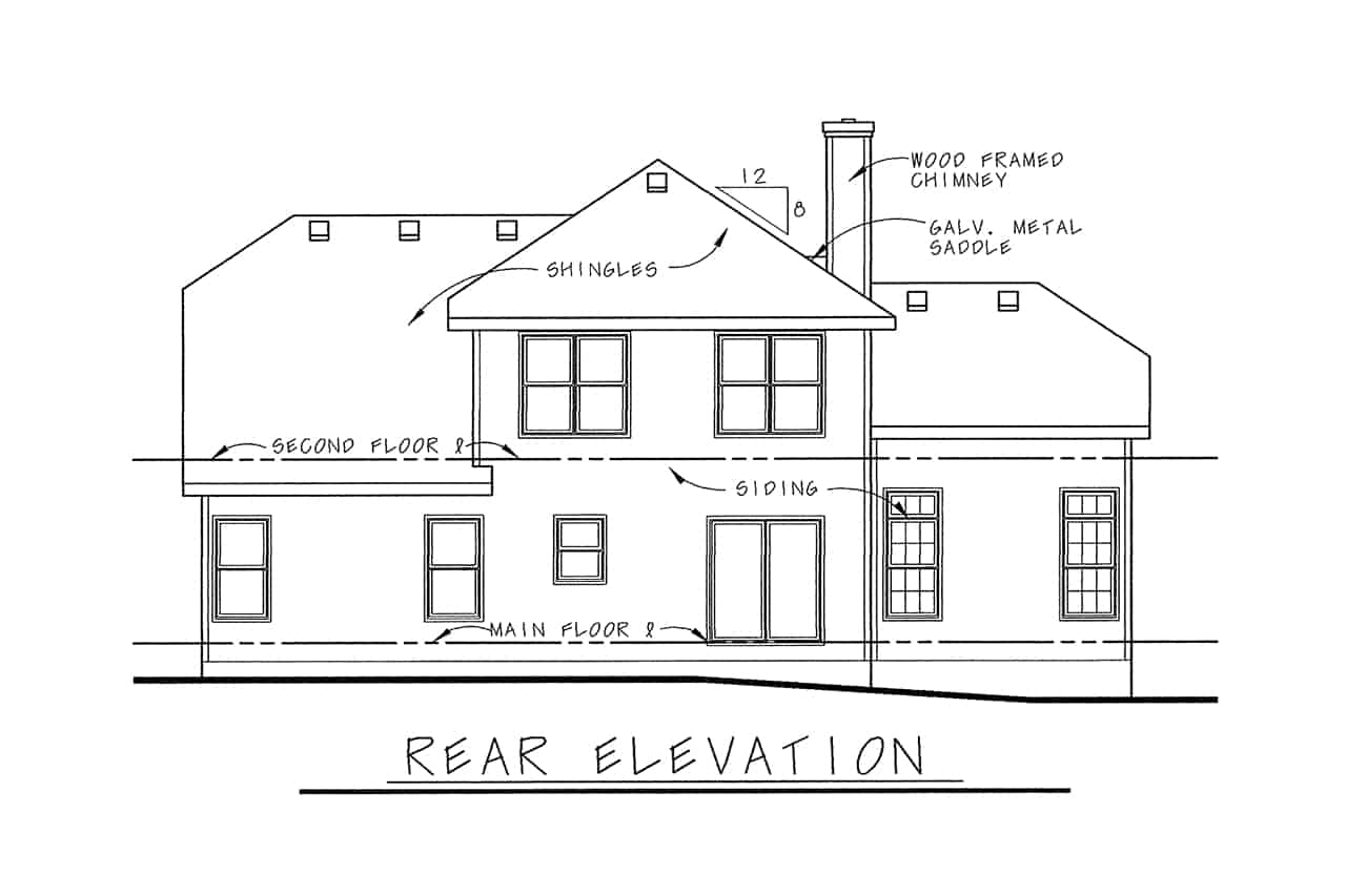Home Plan Rear Elevation of this 3-Bedroom,1818 Sq Ft Plan -120-1120