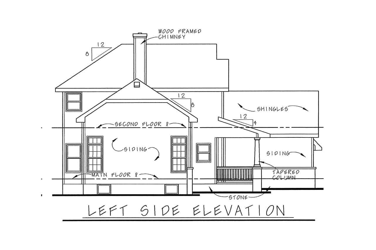 Home Plan Left Elevation of this 3-Bedroom,1818 Sq Ft Plan -120-1120