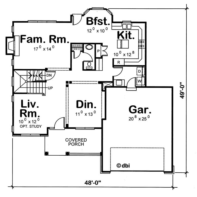 Floor Plan First Story of Country Plan #120-1123