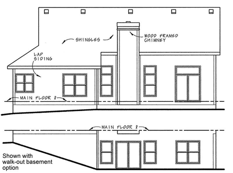 Home Plan Rear Elevation of this 3-Bedroom,1902 Sq Ft Plan -120-1125