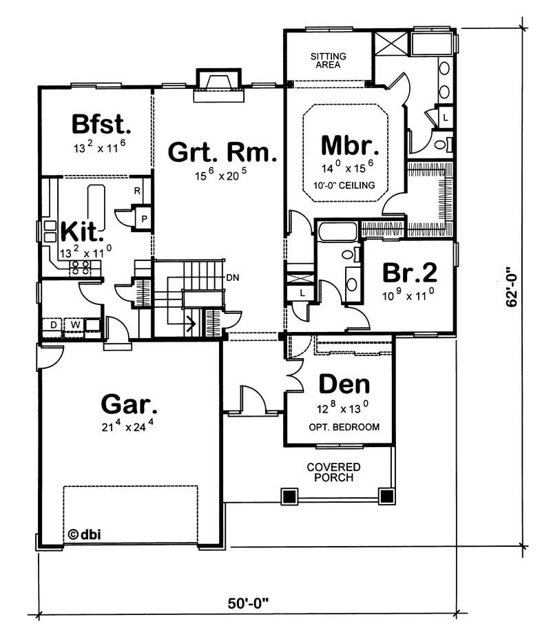 Floor Plan First Story of Country Plan #120-1125