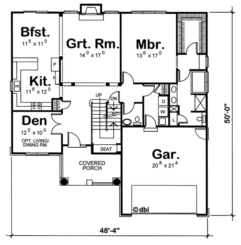 Floor Plan First Story of Craftsman Plan #120-1126