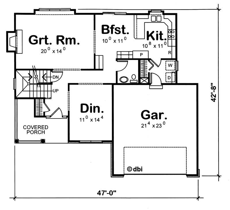 Floor Plan First Story of Country Plan #120-1127