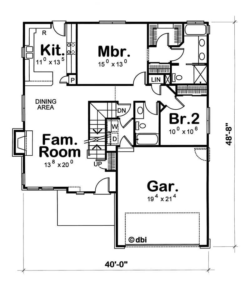 Floor Plan First Story of French Plan #120-1130